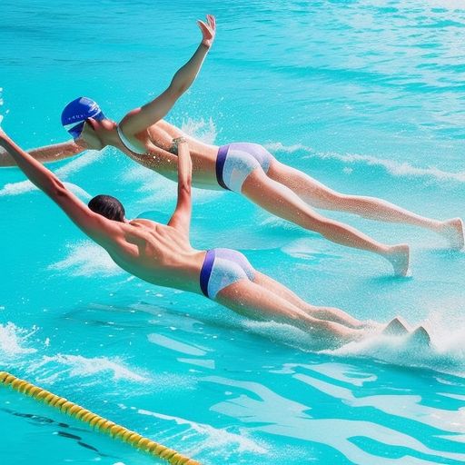 游泳比赛中的自由泳与蝶泳对比